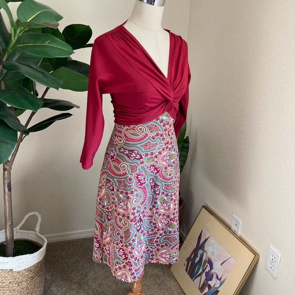 Title Nine Paisley Twist Front dress V neck